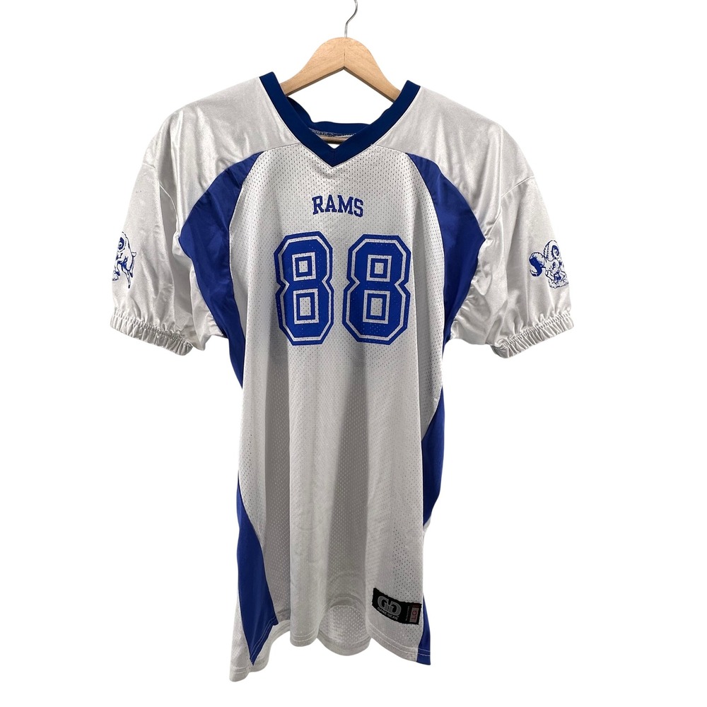 Game Gear Rams Football Jersey 88 White Blue Mesh Mens Large Made in USA